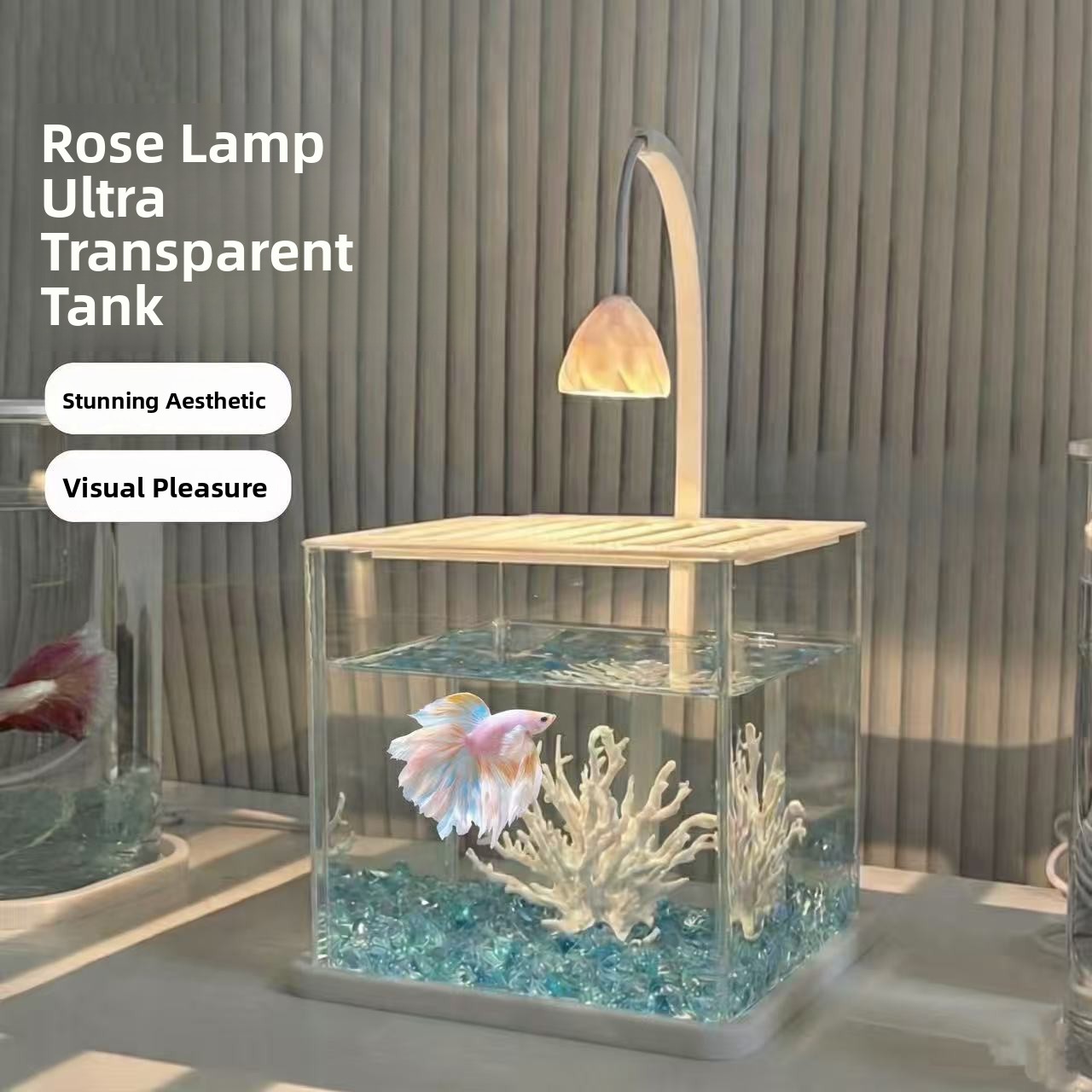 Betta Fish Tank - حوض سمك أكريليك شفاف بتصميم كريستالي