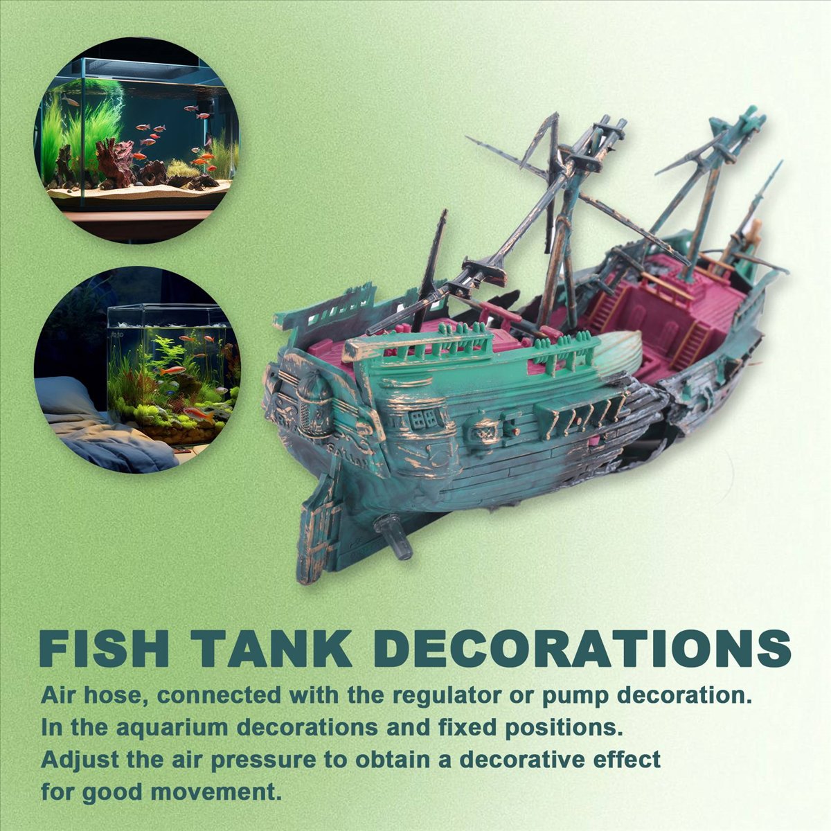 Aquarium Decor - 【ABFS】مجموعة زينة كبيرة على شكل قارب